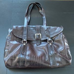 Foray Laptop Briefcase. Faux Croc Embossed Leather.